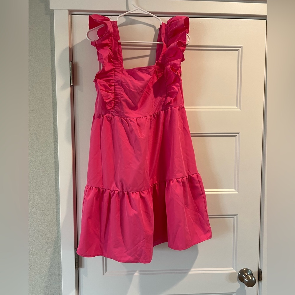 SHEIN Pink Ruffled Tiered Maternity Dress - Picture 6 of 13